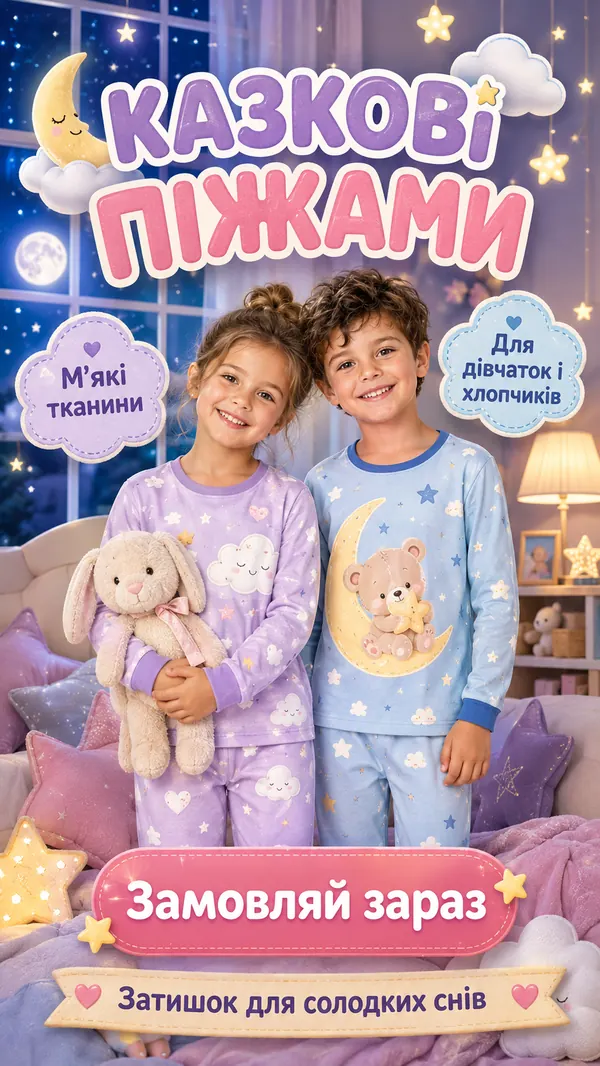 Креатив «Казкові піжами» — м’які тканини для дівчаток і хлопчиків