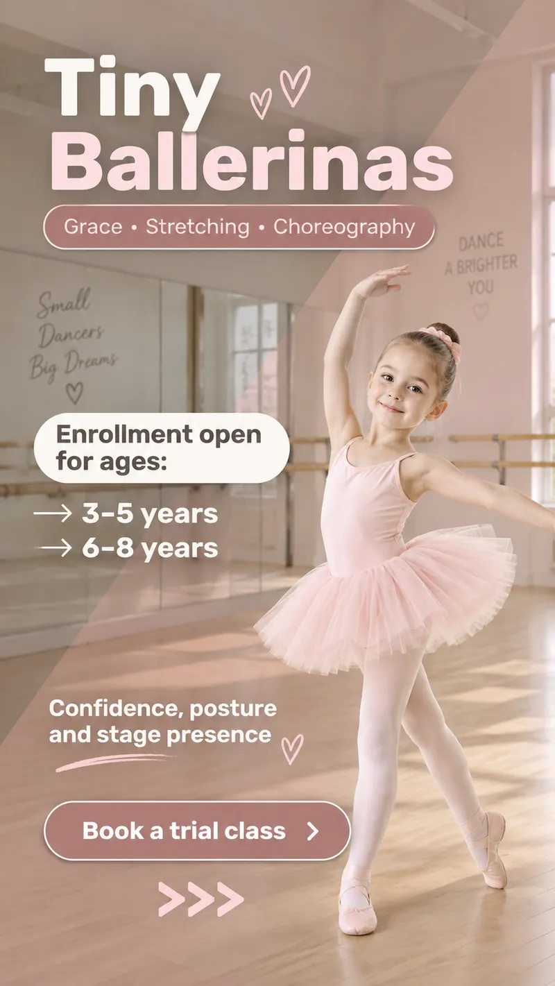 Креатив «Tiny Ballerinas»: набір у балетні групи для дітей 3–5 і 6–8 років, наголос на поставі та впевненості