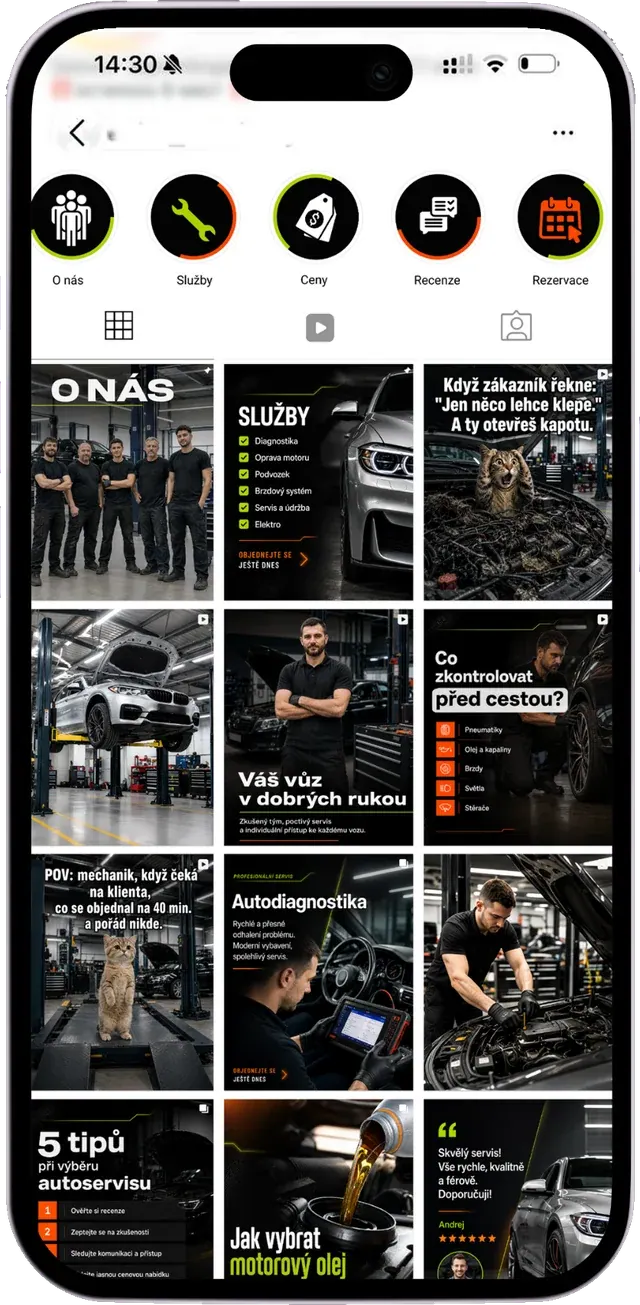 Оновлений Instagram-профіль автосервісу на смартфоні
