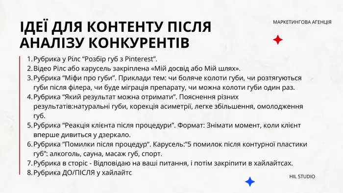 Ідеї для контенту після аналізу конкурентів