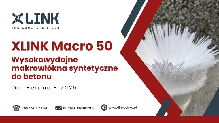 Титульний слайд презентації XLINK Macro 50 — високоефективні синтетичні макроволокна для бетону, Dni Betonu 2025