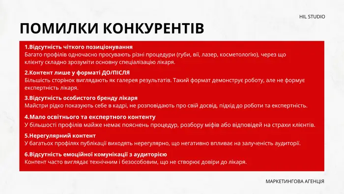 Помилки конкурентів у профілях