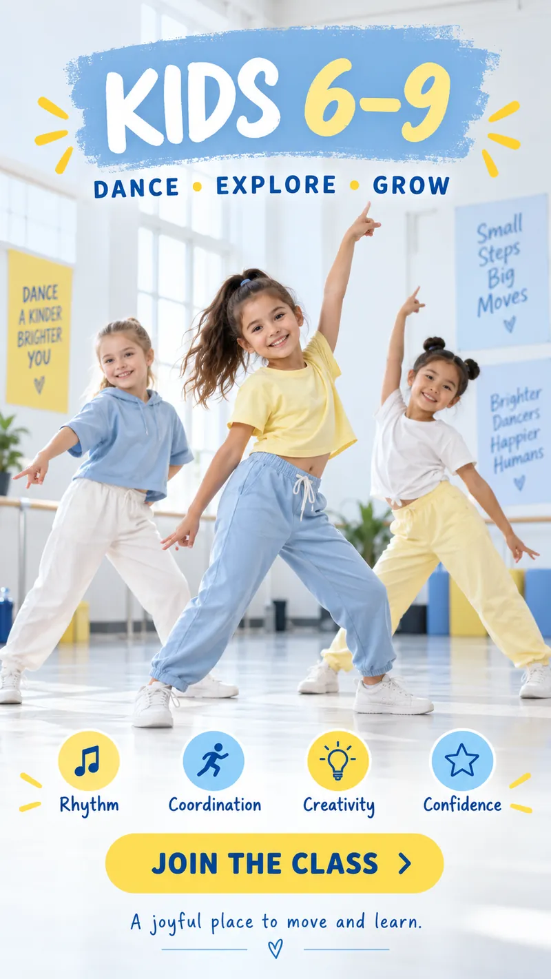 Креатив «Kids 6–9»: заняття для дітей 6–9 років, ритм, координація, творчість і впевненість