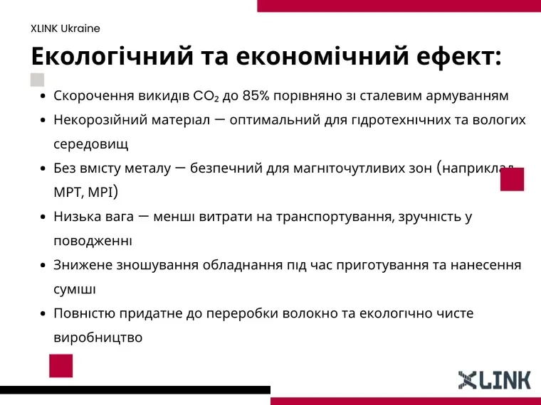 Слайд презентації: екологічний та економічний ефект застосування волокна