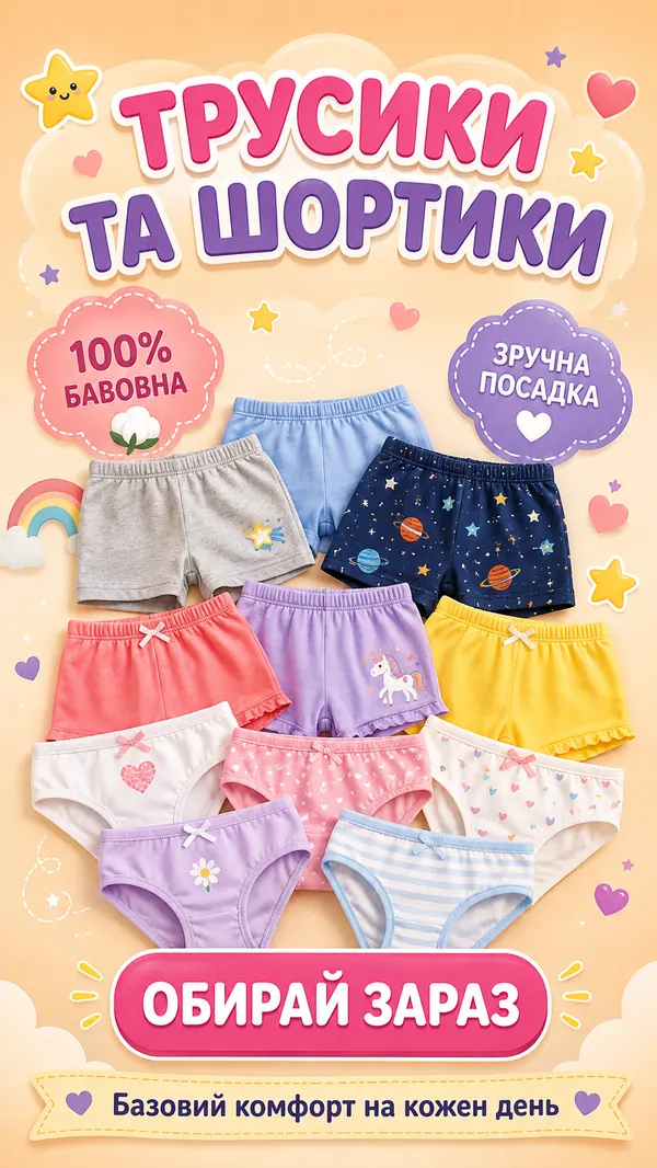 Креатив «Трусики та шортики» — 100% бавовна, зручна посадка