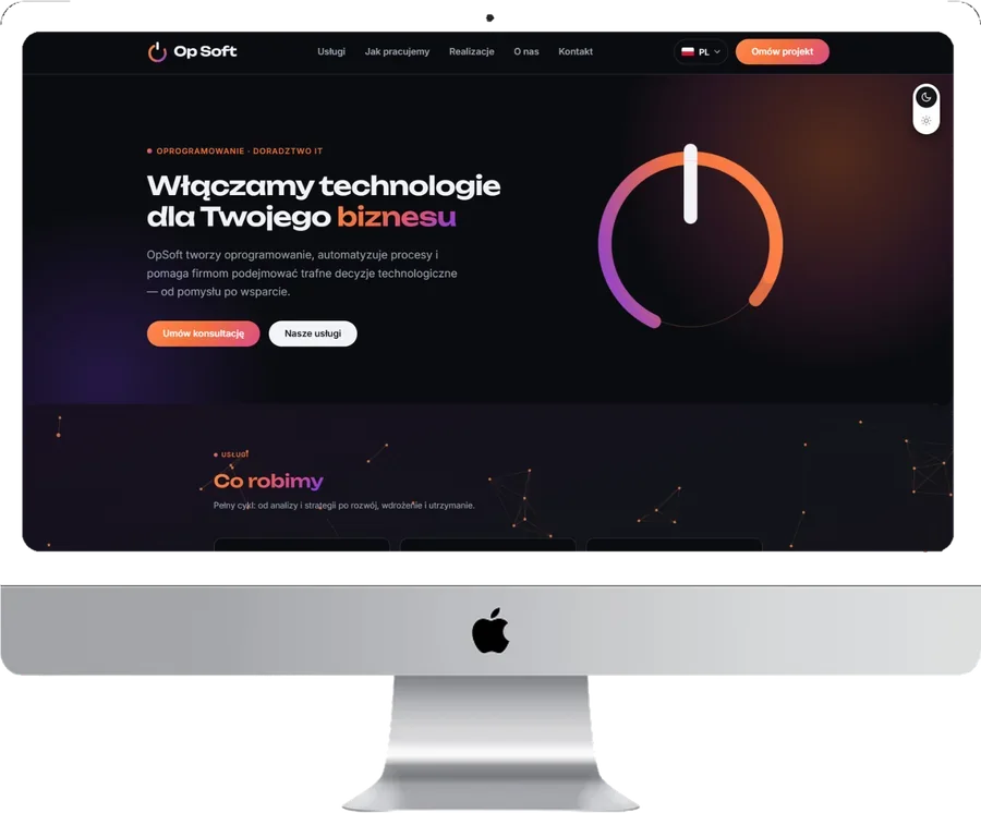 Головна сторінка сайту opsoft.eu на десктопі
