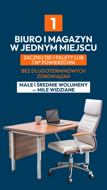 Сторіз 1 «Biuro i magazyn w jednym miejscu» — від 1 палети або 1 м²